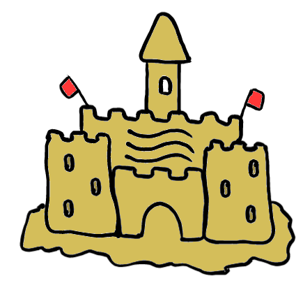 easy step by step sandcastle drawing - EasystepDrawing