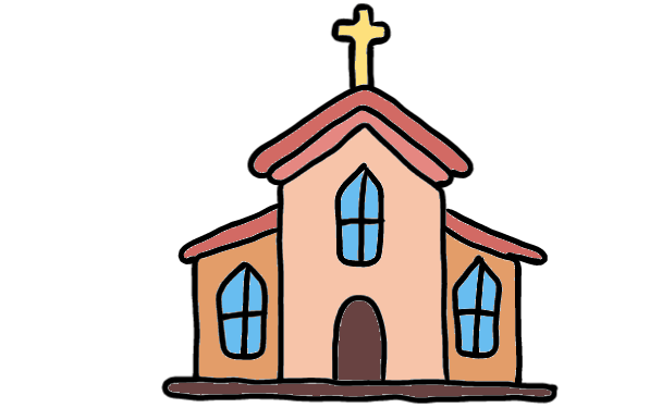 easy step by step church drawing - EasystepDrawing