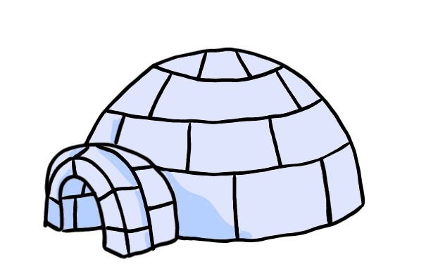 easy step by step igloo drawing - EasystepDrawing