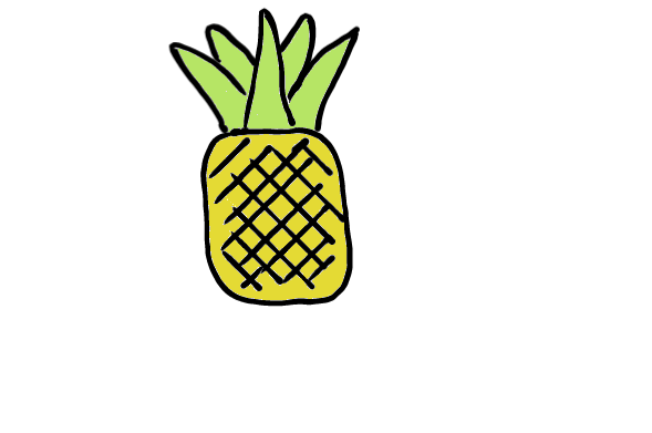 easy step by step pineapple drawing - EasystepDrawing