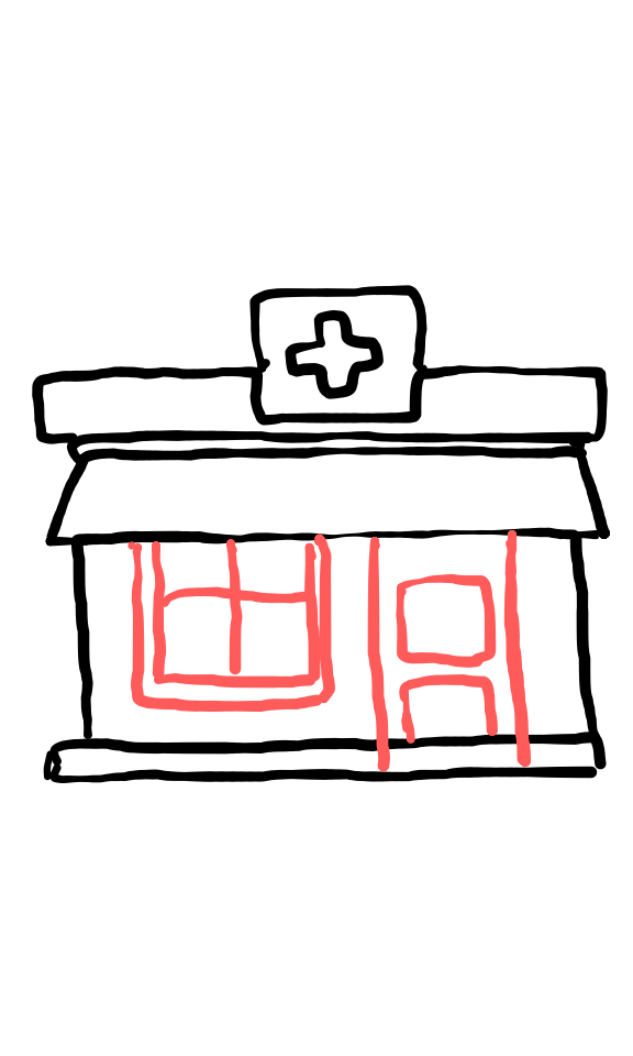  how to draw Medical Clinic House in easy steps - step number : 4 - Easy Step Drawing