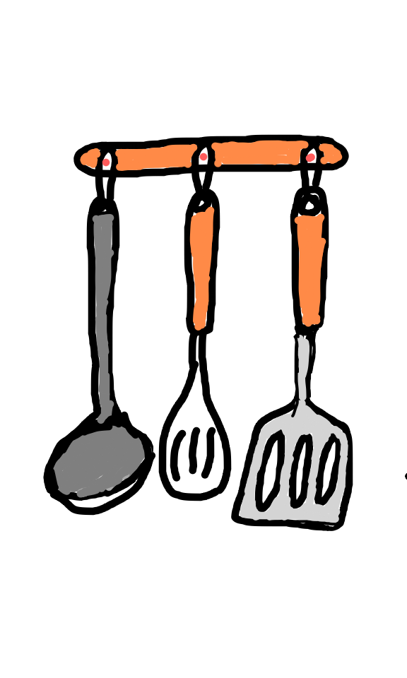 easy step by step Hanging Utensils drawing - EasystepDrawing
