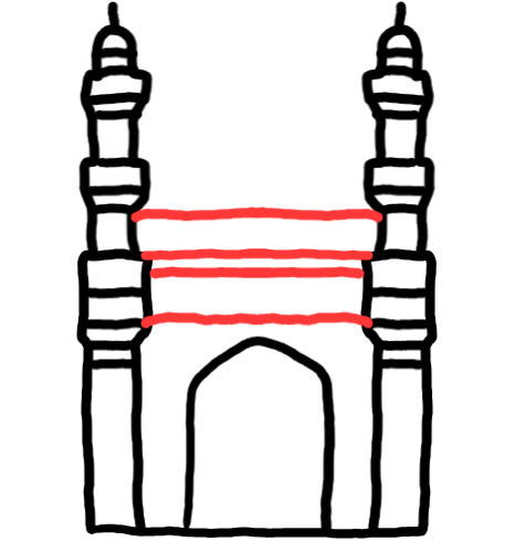  how to draw step by step charminar drawing easy  - EasystepDrawing