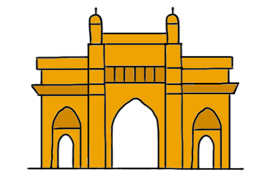 easy step by step gatewayofindia drawing - EasystepDrawing