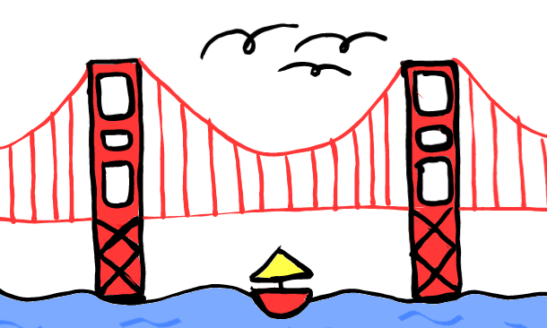 easy step by step ggbridge drawing - EasystepDrawing