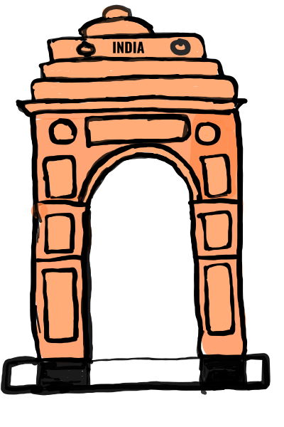 easy step by step India Gate Delhi drawing - EasystepDrawing