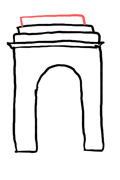  how to draw India Gate Delhi in easy steps - step number : 6 - Easy Step Drawing