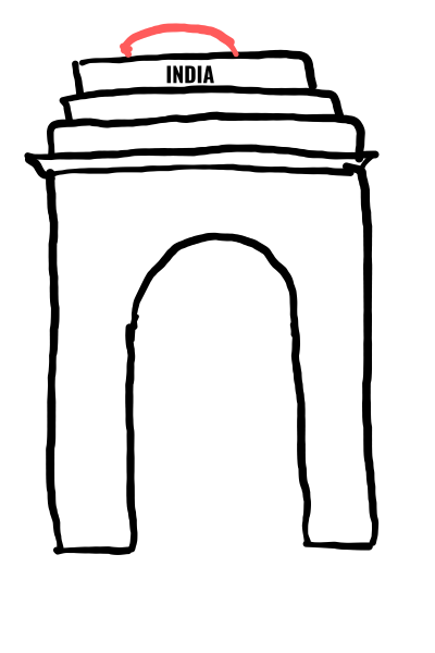  how to draw India Gate Delhi in easy steps - step number : 7 - Easy Step Drawing