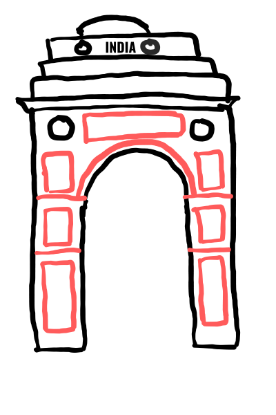  how to draw India Gate Delhi in easy steps - step number : 9 - Easy Step Drawing