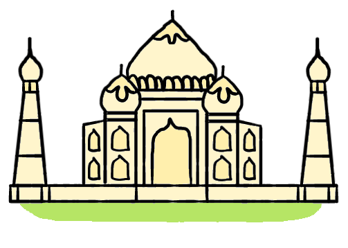 easy step by step tajmahal drawing - EasystepDrawing