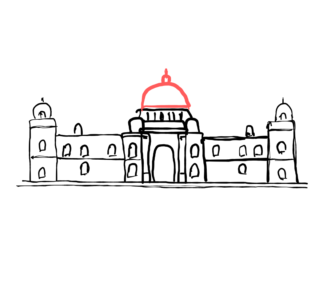  how to draw Victoria Memorial in easy steps - step number : 7 - Easy Step Drawing