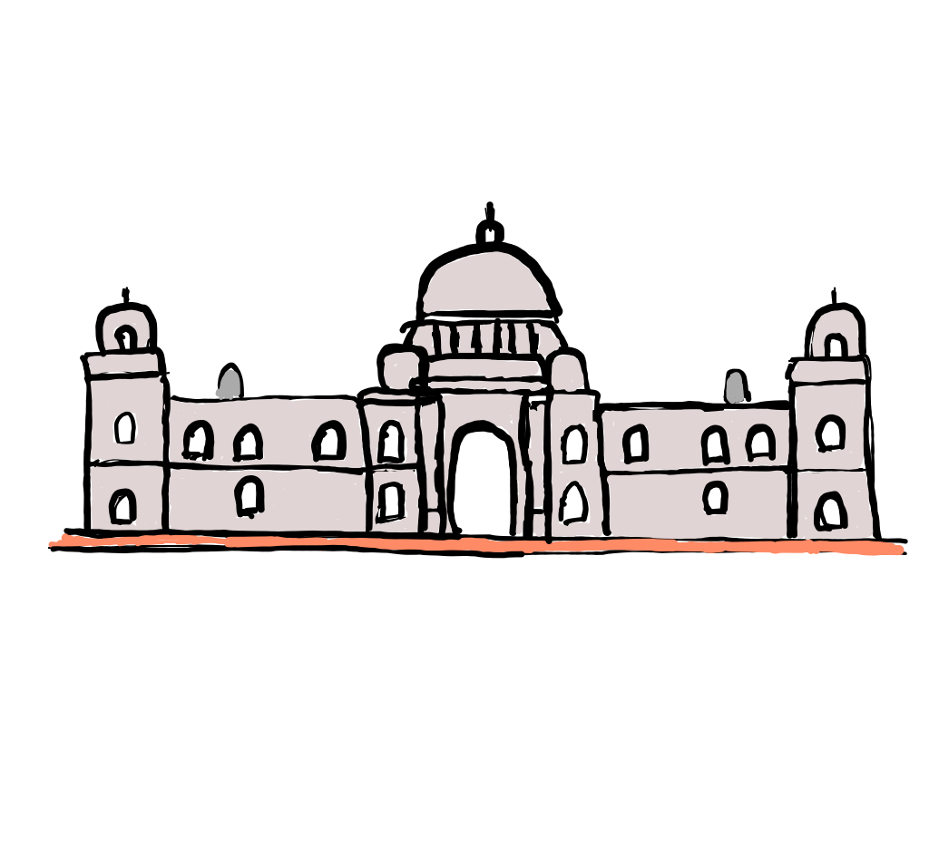 How to draw Victoria Memorial in easy step by step.