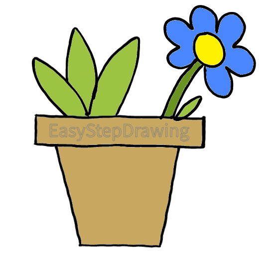 easy step by step flowerpot drawing - EasystepDrawing