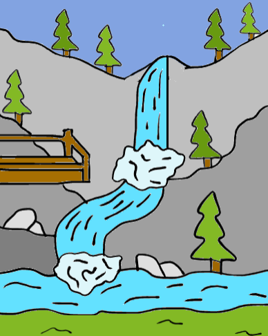 easy step by step waterfall drawing - EasystepDrawing