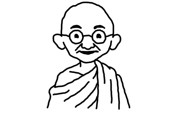  how to draw Mahatma Gandhi in easy steps - step number : 10 - Easy Step Drawing