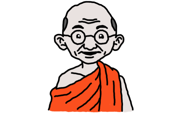 easy step by step Mahatma Gandhi drawing - EasystepDrawing