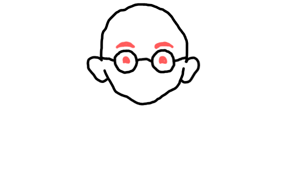  how to draw Mahatma Gandhi in easy steps - step number : 5 - Easy Step Drawing