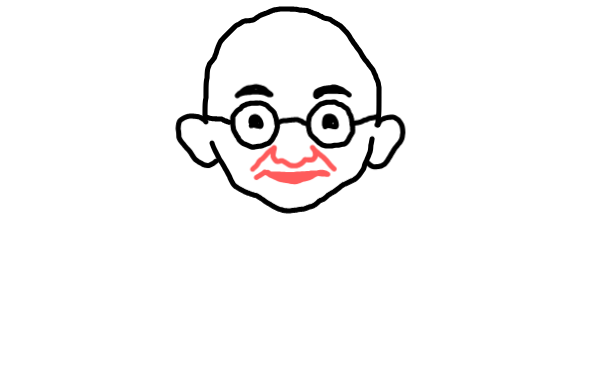  how to draw Mahatma Gandhi in easy steps - step number : 6 - Easy Step Drawing