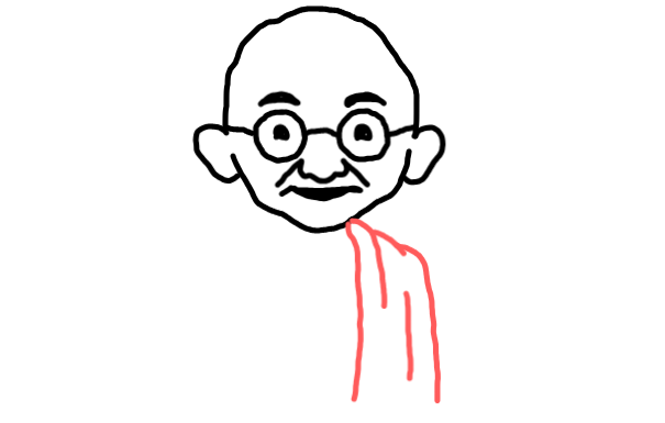  how to draw Mahatma Gandhi in easy steps - step number : 7 - Easy Step Drawing