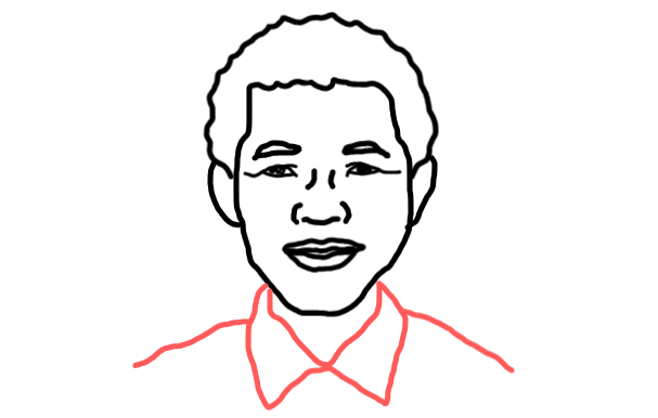  how to draw Nelson Mandela in easy steps - step number : 8 - Easy Step Drawing
