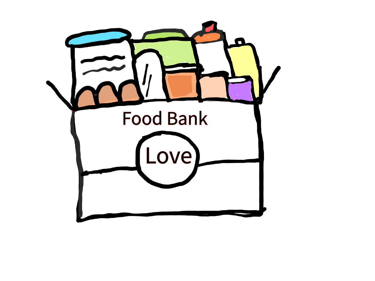 easy step by step foodbank drawing - EasystepDrawing