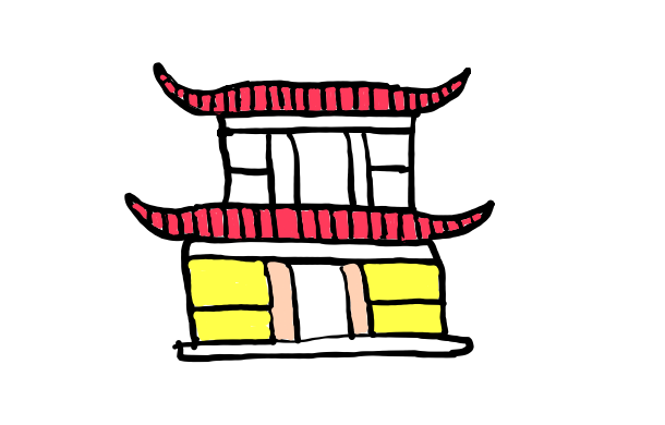  how to draw Pagoda Home in easy steps - step number : 11 - Easy Step Drawing