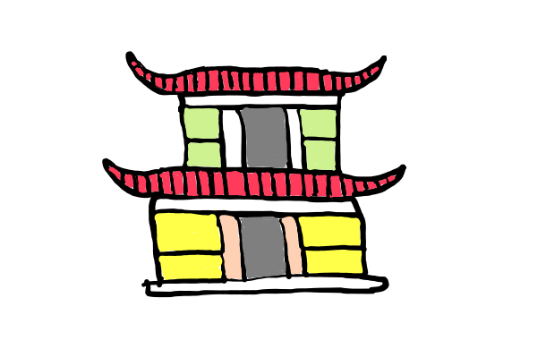  how to draw Pagoda Home in easy steps - step number : 13 - Easy Step Drawing