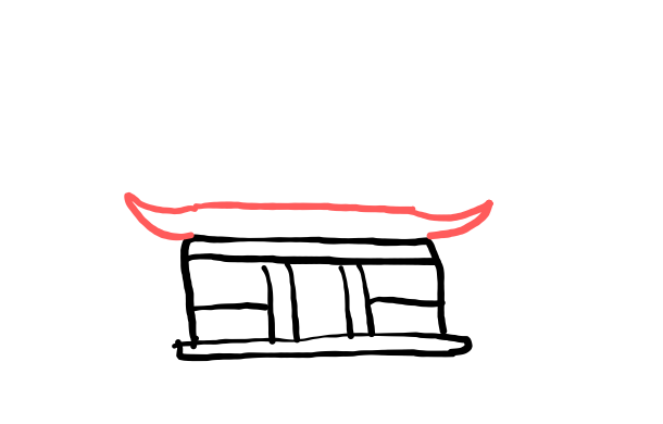  how to draw Pagoda Home in easy steps - step number : 5 - Easy Step Drawing