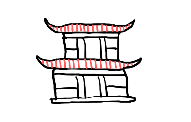  how to draw Pagoda Home in easy steps - step number : 8 - Easy Step Drawing