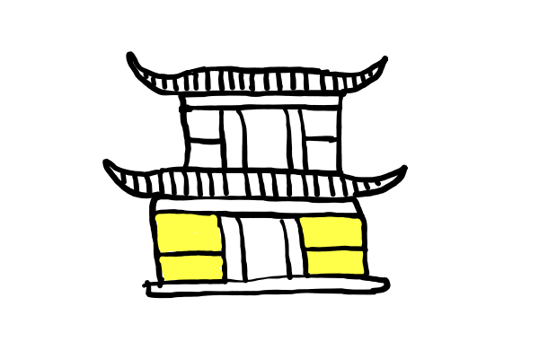 how to draw Pagoda Home in easy steps - step number : 9 - Easy Step Drawing