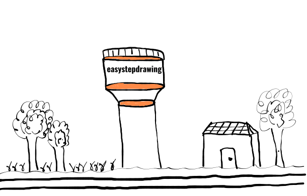  how to draw Water Tower in easy steps - step number : 10 - Easy Step Drawing