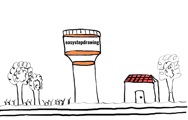  how to draw Water Tower in easy steps - step number : 11 - Easy Step Drawing