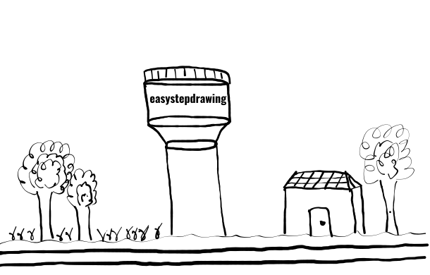  how to draw Water Tower in easy steps - step number : 8 - Easy Step Drawing