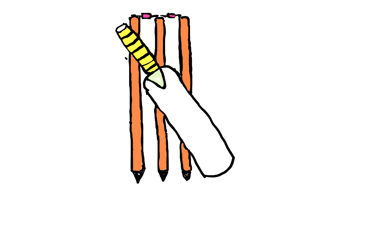 easy step by step cricketbatwicket drawing - EasystepDrawing